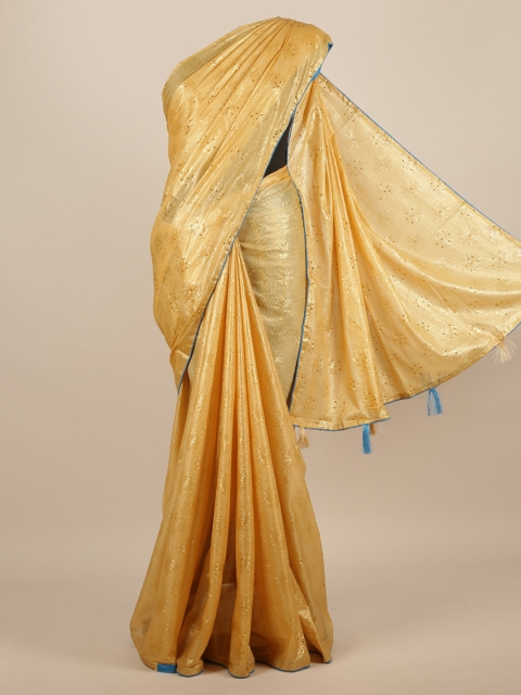 

Pothys Gold-Toned Embellished Jute Silk Saree