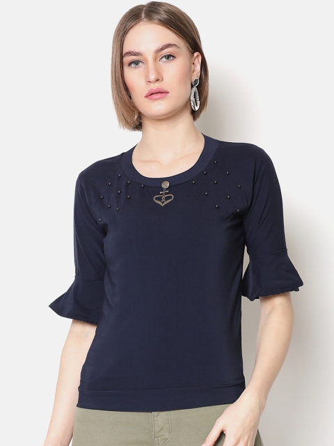 

V2 Value & Variety Navy Blue Regular Top
