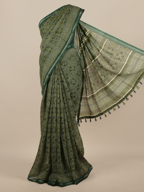 

Pothys Green Printed Jute Silk Saree