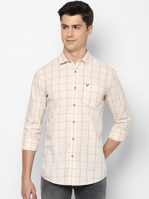 

Solly Jeans Co. Men Cream-Coloured Regular Fit Checked Casual Shirt
