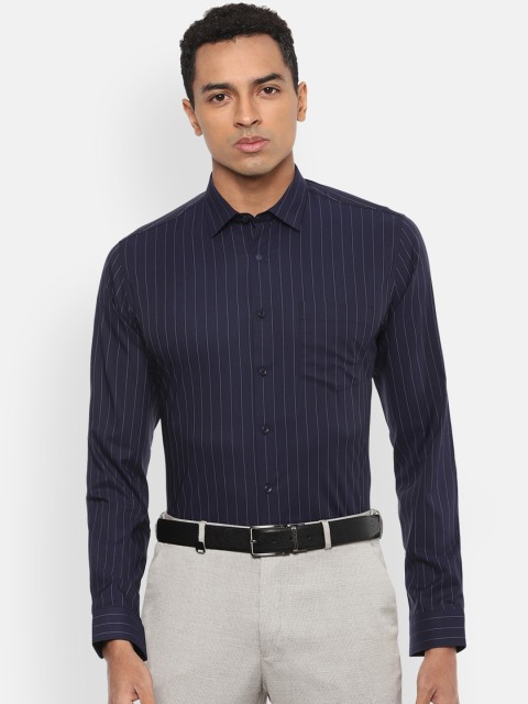 

Van Heusen Men Navy Blue & White Slim Fit Striped Formal Shirt