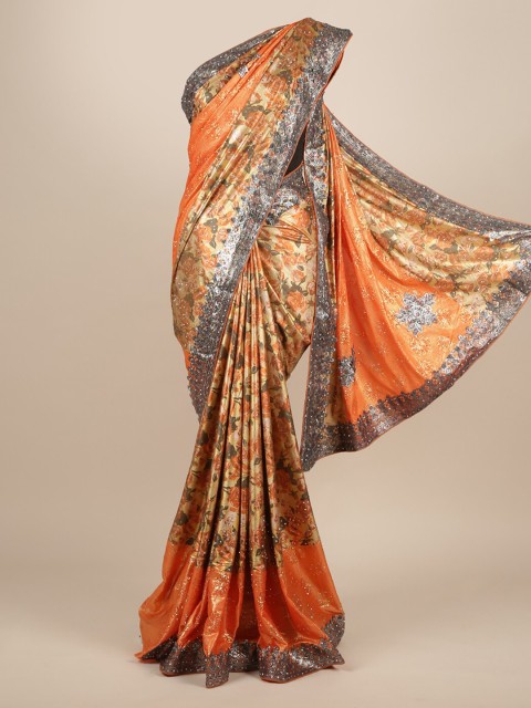

Pothys Gold-Toned Printed Jute Silk Saree