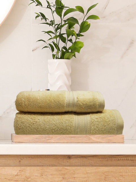 

Trident Unisex Set Of 2 Beige Classic Antimicrobial 550 GSM Couple Bath Towel