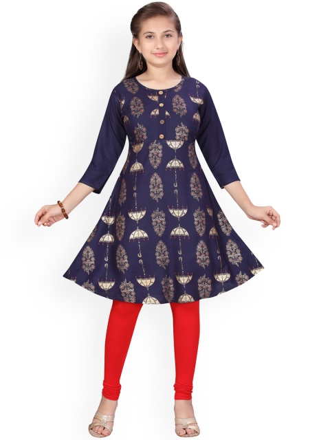 

Aarika Girls Navy Blue Kurti Legging Set