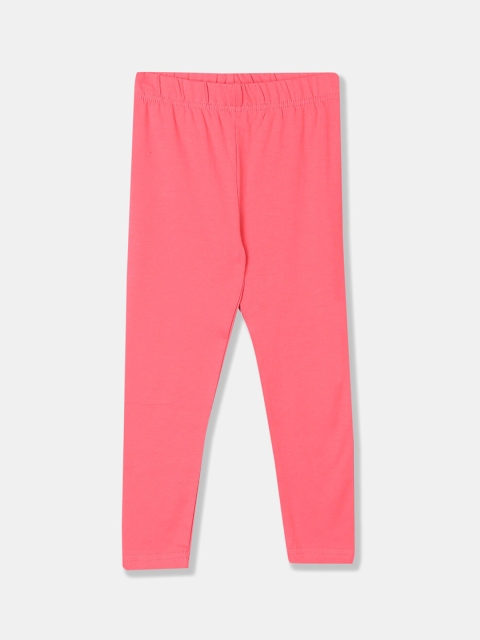 

Cherokee Girls Coral Orange Solid Ankle-Length Leggings