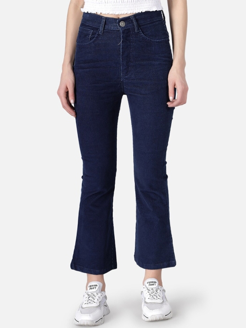 

The Dry State Women Navy Blue Regular Fit Solid Regular Trousers
