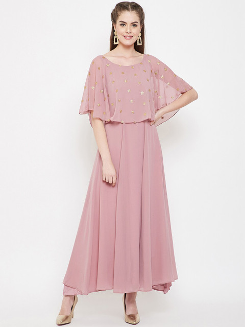 

PANIT Women Pink Embellished Maxi Dress