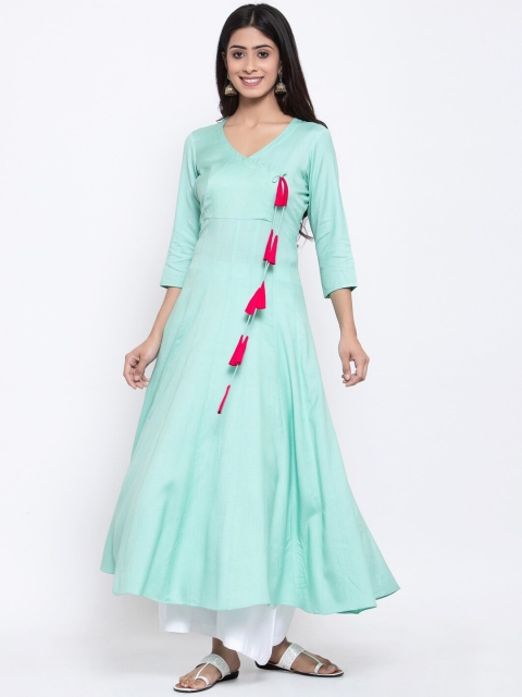 

DUGRI BE THE ONE Women Blue Cotton Anarkali Kurta
