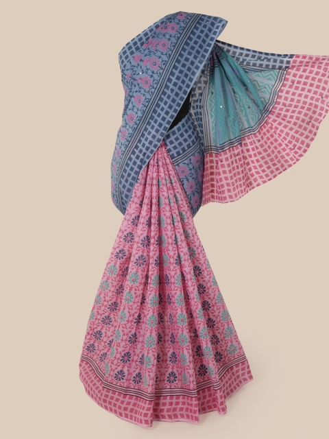 

Pothys Blue Printed Pure Cotton Saree