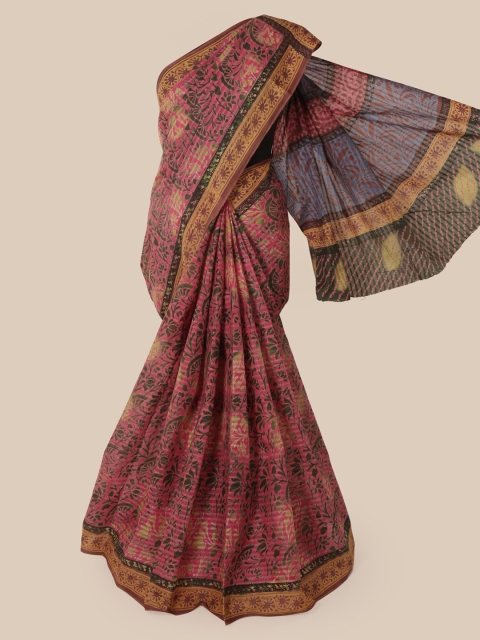

Pothys Pink & Green Pure Cotton Printed Saree