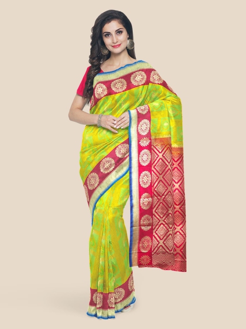 

Kalamandir Green Silk Blend Printed Kanjeevaram Saree