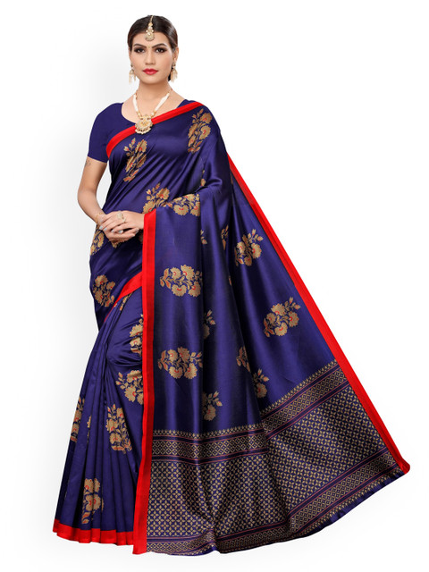 

KALINI Blue Printed Poly Silk Saree