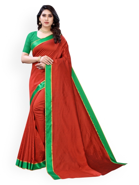 

KALINI Red & Green Poly Silk Solid Saree