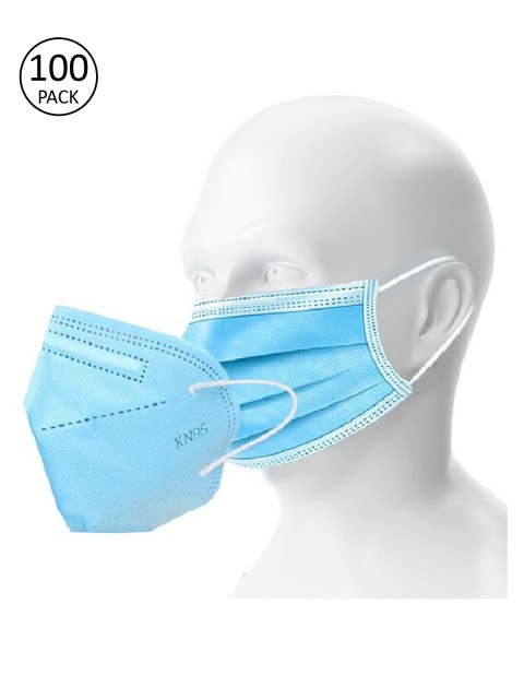 

OOMPH Unisex Blue Double Mask Set Of 100 Disposable & 20 Pc Reusable KN95/N95 Masks