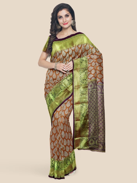 

Kalamandir Mustard Silk Blend Printed Kanjeevaram Saree