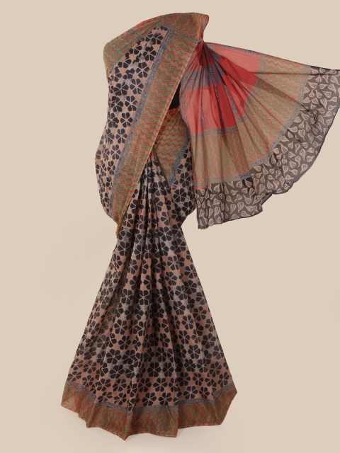 

Pothys Pink & Black Pure Cotton Printed Saree