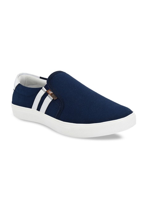

REFOAM Men Navy Blue Striped Slip-On Sneakers