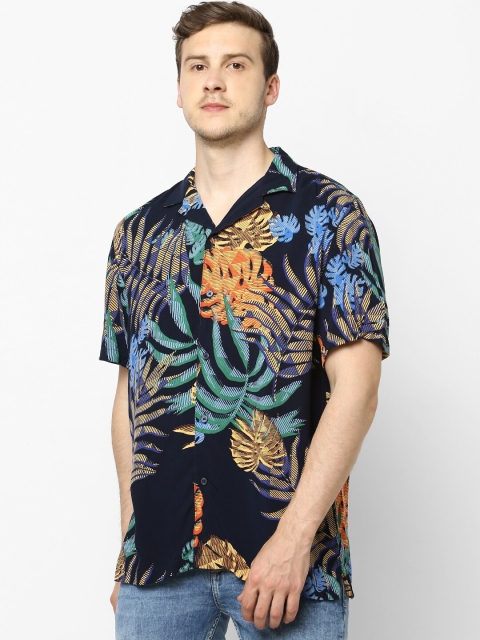 

Celio Men Navy Blue Regular Fit Printed Casual Shirt