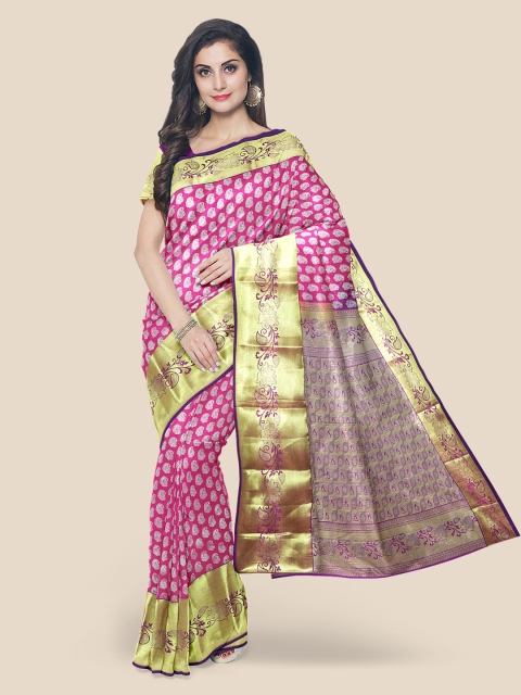 

Kalamandir Pink Silk Blend Woven Design Kanjeevaram Saree
