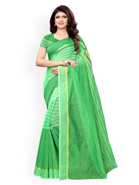 

KALINI Green Striped Silk Blend Saree