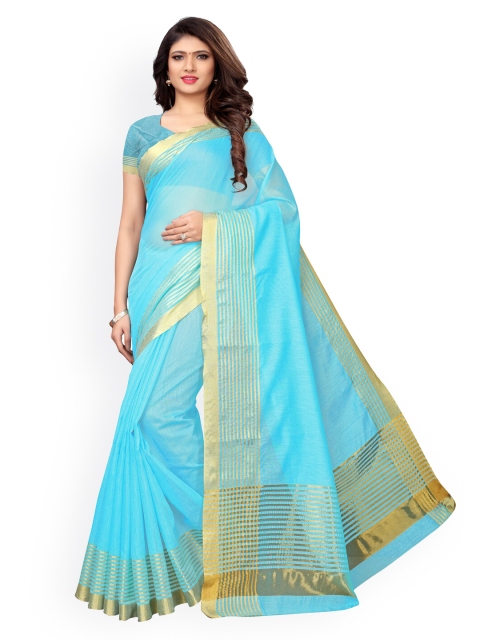 

KALINI Blue Silk Blend Striped Kota Saree
