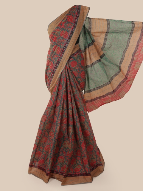 

Pothys Green & Red Pure Cotton Printed Saree