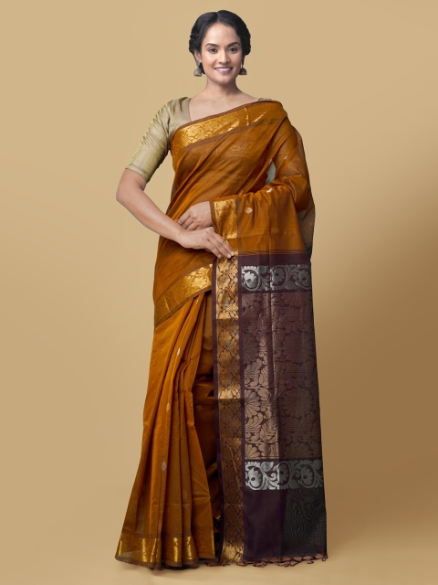 

Unnati Silks Rust Pure Cotton Woven Design Gadwal Saree