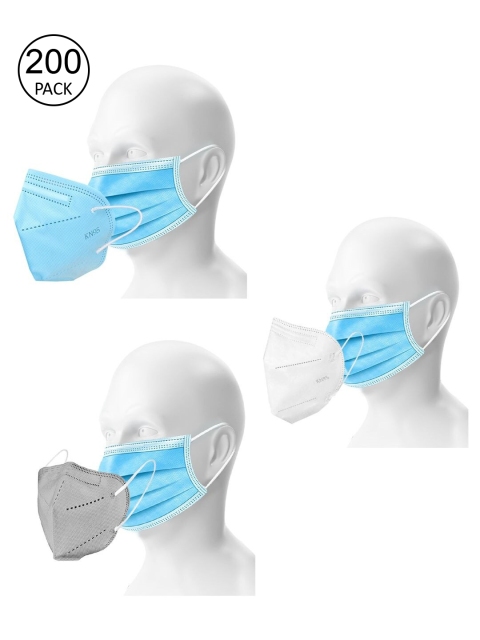 

OOMPH Unisex Set Of 200 Blue & Grey Disposable 3 Ply And Set Of 36 KN95 Outdoor Masks