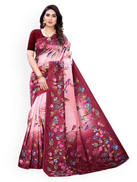 

KALINI Pink Printed Poly Silk Saree