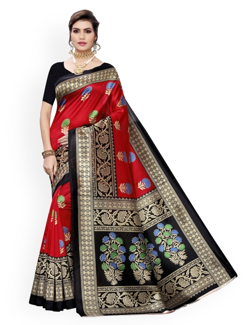 

KALINI Red Printed Poly Silk Saree