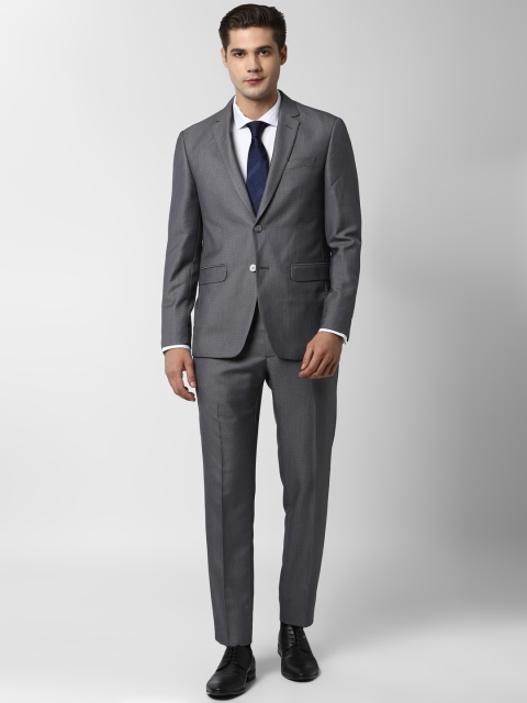 

Peter England Elite Men Grey Checked Slim-Fit Single-Breasted Two-Piece Formal Suit