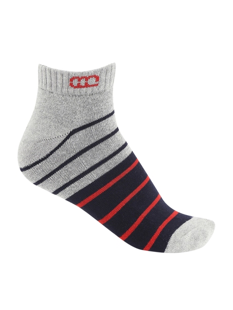 

Ajile by Pantaloons Men Grey & Navy Striped Ankle-Length Socks