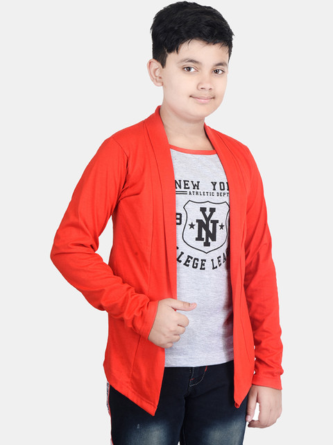 

Fabshio Boys Red Solid Lightweight Tailored Jacket