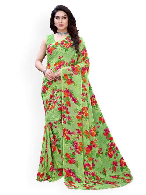 

KALINI Green & Red Pure Georgette Printed Saree
