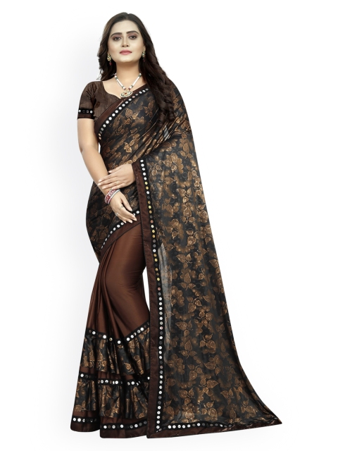 

KALINI Brown Printed Polyester Saree