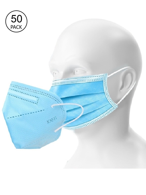 

OOMPH Unisex Blue Double Mask Set Of 50 Disposable & 12 Pc Reusable KN95/N95 Masks