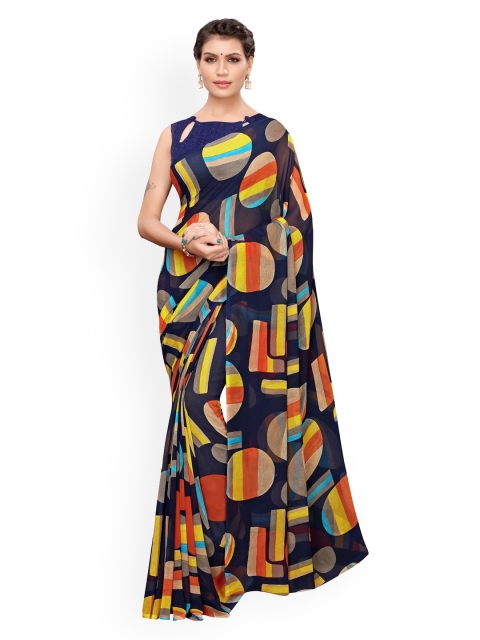 

KALINI Navy Blue Printed Pure Georgette Saree