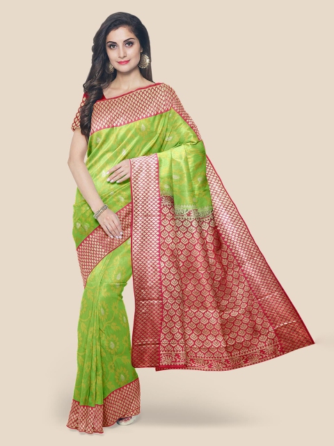 

Kalamandir Green Silk Blend Printed Kanjeevaram Saree