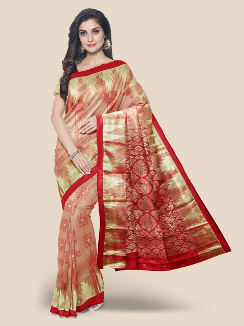 

Kalamandir Pink Silk Blend Woven Design Kanjeevaram Saree