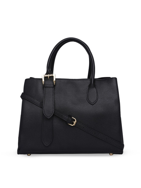 

20Dresses Black Buckle You Down Textured Handheld Bag