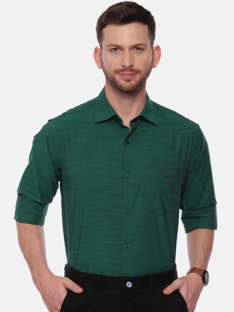 CROYDON Men Green Regular Fit Solid Casual Shirt