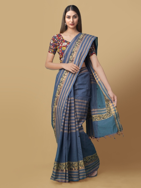 

Unnati Silks Blue Pure Cotton Woven Design Mangalagiri Saree