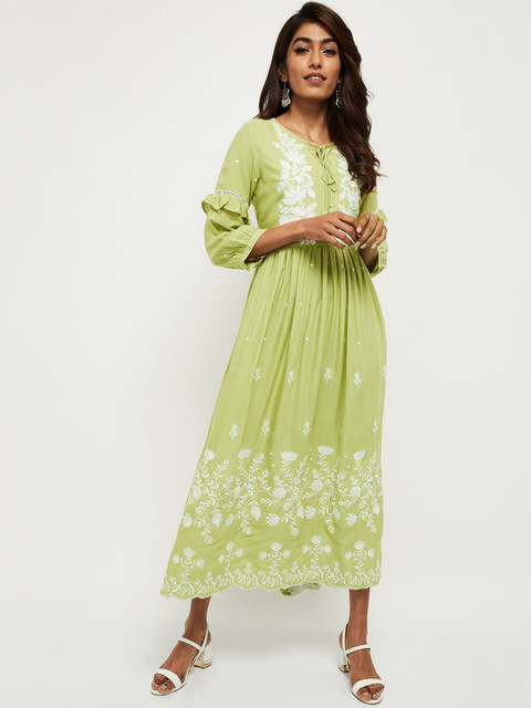 

max Women Green Printed Maxi Dress