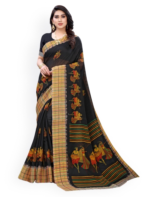 

KALINI Black Printed Polycotton Saree