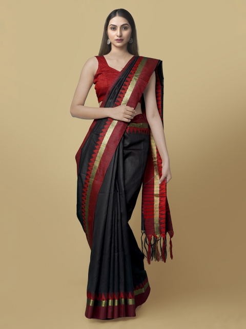 

Unnati Silks Black Art Silk Solid Patola Saree