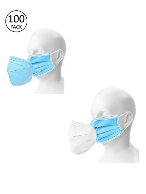 

OOMPH Unisex Pack Of 100 3 Ply Non Surgical Disposable Face Masks & Pack of 20 Solid 5-Ply Reusable N95 Masks, Blue