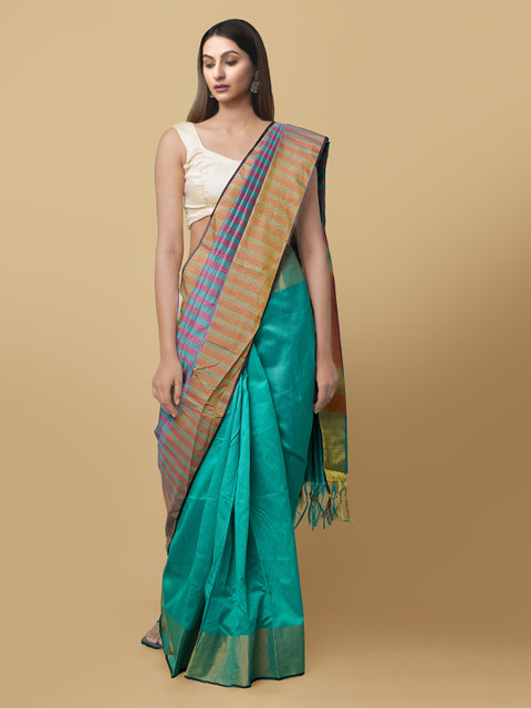 

Unnati Silks Green Art Silk Solid Patola Saree