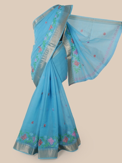 

Pothys Blue Cotton Blend Woven Design Chanderi Cotton Saree