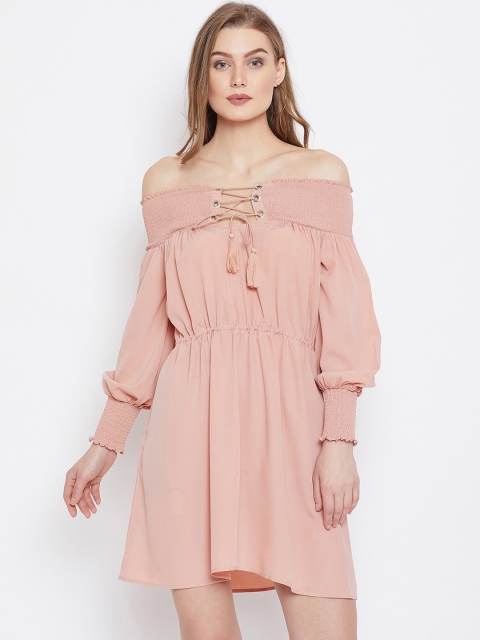 

PANIT Women Pink Solid Fit and Flare Dress