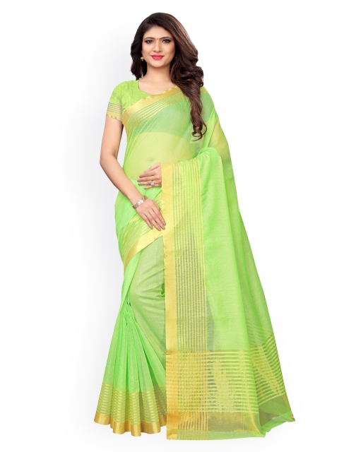 

KALINI Green Silk Blend Striped Kota Saree